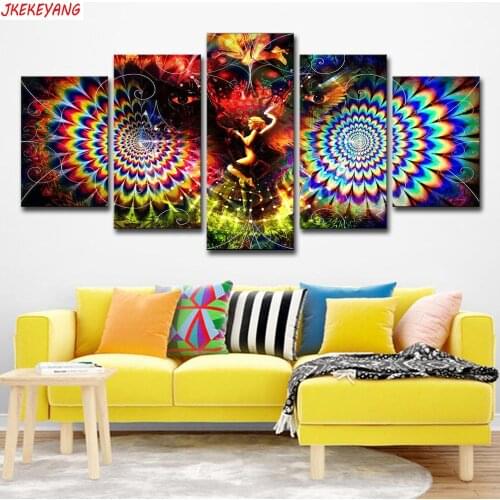 Full Square/Round Drill 5D DIY diamond painting 5pc Abstract flower Pictures mosaic Diamond Embroidery Wall Arts J2208