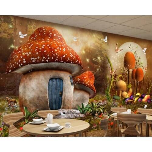 Beibehang wall ssenior wallpaper fairy tale dream mushroom house children room background wall murals wallpaper papel de parede