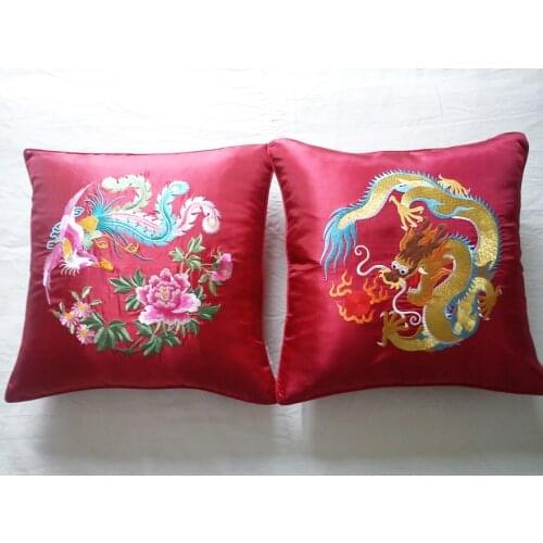 NEW Chinese embroidery cotton Pure handmade longfeng gifts fashion pillow cushion jc009