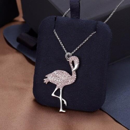 New Charming Pink Flamingo Pendant Necklace For Women 2020 Fashion Bird Adjust Chain Jewelry Gift Zk30