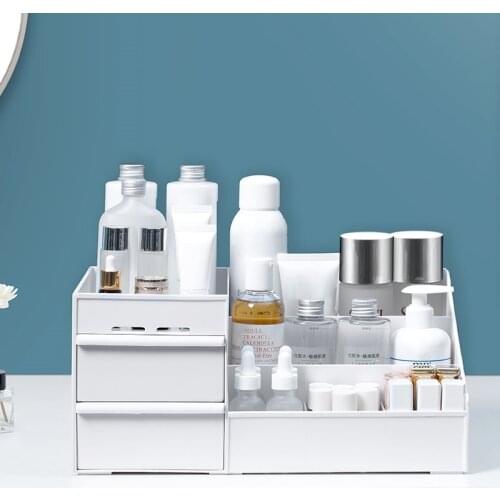 Nordic Cosmetic Makeup Organizer With Drawer Home Large Capacity Lipstick Jewelry Skincare Storage Box Desktop Sundries Containe