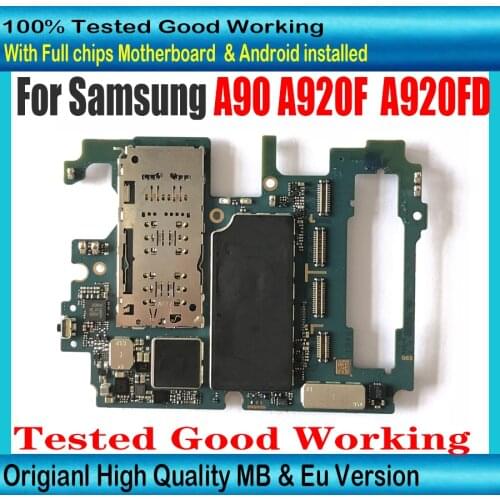 128GB Original Logic Board For Samsung Galaxy A90 2018 A920F A920FD Motherboard SM-A920F Mainboard Full Chips Android System