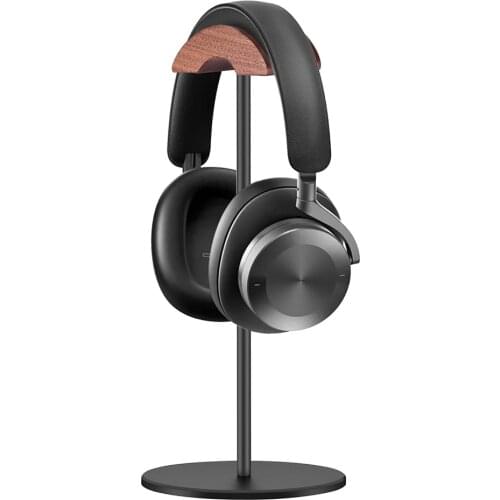 Headphone Stand Walnut Wood & Aluminum Headset Stand Headset Holder with Solid Heavy Base for Beats Bose B&O Sony All Headphone