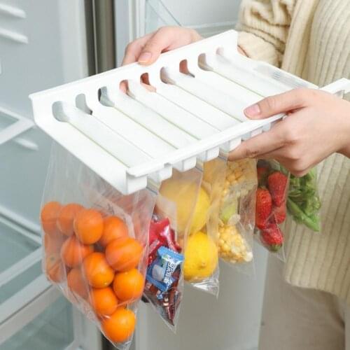 Hanging Storage Rack Refrigerator Hanging Storage Clip Sliding Rail Tray for Food Bag Zip-bag Fresh Holder