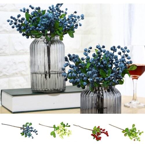 Artificial Plant Faux Berry Fake Branch Simulation Blueberry Home Hotel Cafe Decor Prop