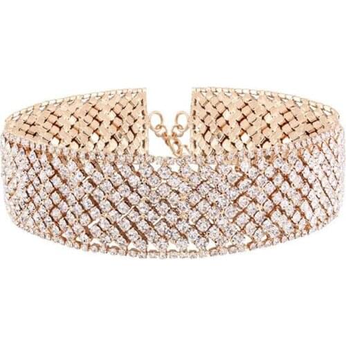 Luxury Layer Rhinestone Chain Choker Necklace For Women Cute Full Crystal Collar Choker Fashion Bridal Jewelry Colliers Colar