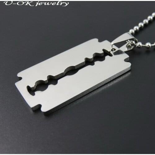 Slippy Razor Blades Pendant 316L Stainless Steel Dogtags, Fashion Mens Womens Necklace Pendant, Gift Paryt Jewelry