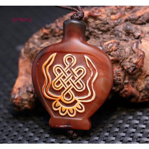 Treasure Unique Energy Magic Tibetan Old Agate Immortal Elements Bottle Shape Etched dZi Bead Pendant A Timestown UPD22