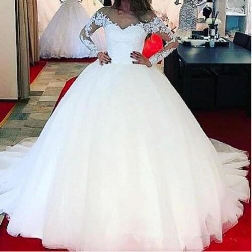 Send Petticoat 2019 New Arrival Robe de Mariage Cheap Long Sleeve Lace Wedding Dress Bridal Ball Gown Professional Custom