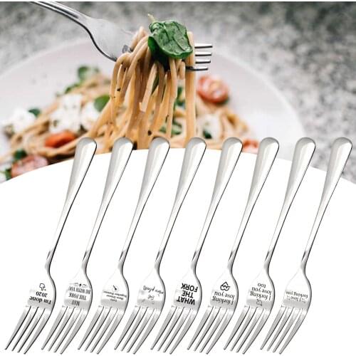 304 Stainless Steel Fork Dinner Fork Anti-wear Tableware Mirror Polishing Fork Cutlery Set Personalized Engraving Fork Gifts Box