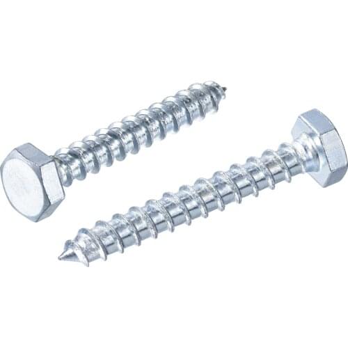 Uxcell Hex Lag Screws, M10 x 60mm Carbon Steel Zinc Plated Half Thread Self-Tapping Bolts for Wood Screw 10Pcs