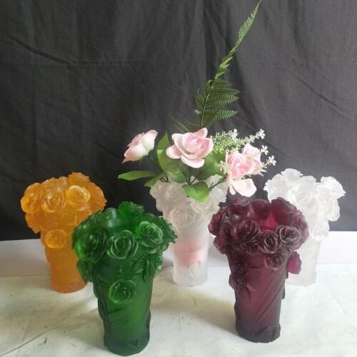 Eastern High-end Roses Design Vase Flowers Container Color Glazed Pot Fascination Luxry Crystal Artwork Desktop Arab Home Decor