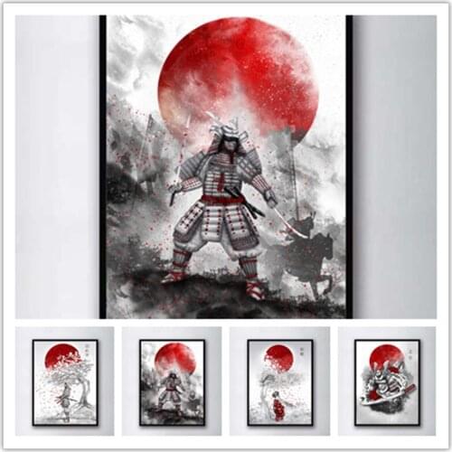 Japanese Bushido Sakura Samurai Cartoon Diamond Painting Full Square Diamond Mosaic Mosaic Full Diamond Embroidery Painting