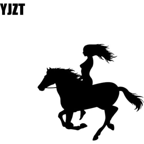 YJZT 13.1*11.9CM Dark Horse And Sexy Girl Artistical Car Sticker Vinyl Decal Fantastic Style High Quality Black/Silver C20-0699