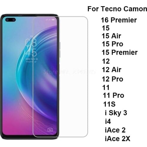 2-1PC Tempered Glass For Tecno Camon 15 12 11 Pro Air 16 Premier 11S Screen Protector for Tecon Camon I4 I Sky 3 iAce 2 2X Glass