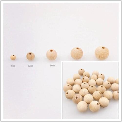 10-150PCS Beech Unfinished Wooden Beads Natural Wood Teething Beads Jewelry Making Handmade DIY Craft Accessories Baby Teether