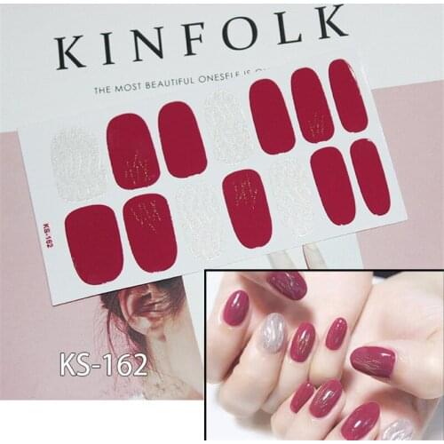 14Tips Powder Gradient Color Stickers Nail Wraps Full Cover Nail Polish Sticker DIY Self-Adhesive Nail Art Decoration Colors