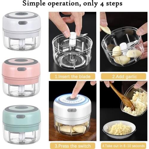 2Pcs Electric Food Garlic Vegetable Chopper Grinder Crusher Press for Nut Meat Fruit Rechargeable Onion Multi-function Processor