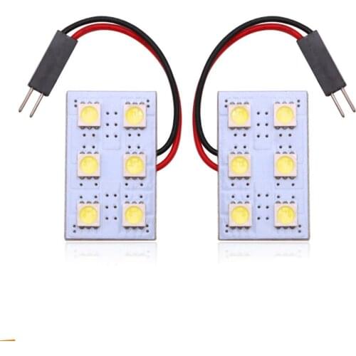 2PCS 5050 LED Auto Dome Panel Light Car Interior Reading Lamp Roof Bulb With T10 C5W Festoon 2 Adapter Base 6SMD White Red