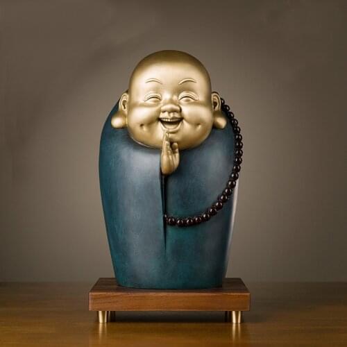 2021 high grade buddha Deco art statue HOME SHOP bring wealth MONEY GOOD LUCK Fortune Maitreya Buddha Copper Sculpture statue