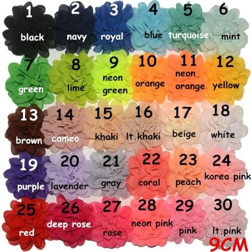 25 pcs/lot , 9 cm Large chiffon Fabric Puff flower with clip DIY apparel accessories , headwear chiffon flower