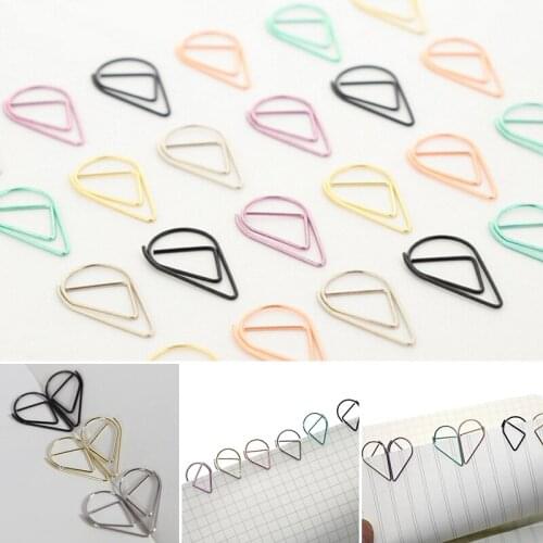 30 Pcs Metal Material Drop Shape Paper Clips Gold Silver Color Kawaii Cute Bookmark Clip Office School Stationery Handbook Pin