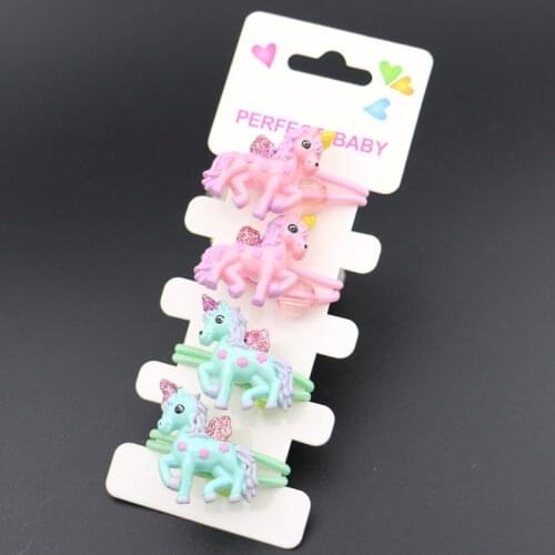 4 PCS New Cute Resin Pony Kids Elastic Hair Bands Baby Headdress Children Hair Ropes Girls Hair Accessories