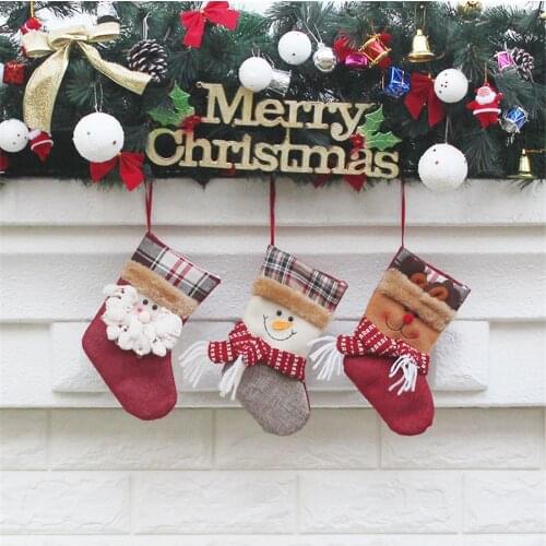 50 pcs Small Christmas Stckings Santa Snowman Reindeer Candy Socks Christmas Tree Decoration for Family Holiday Child Gift