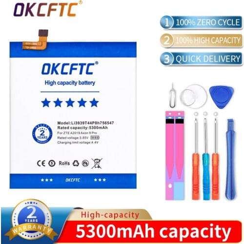5300mAh Original Li3939T44P8h756547 Battery For ZTE A2019 Pro AXON 9 Pro A2020 A2020N2 Axon 10 Pro 5G Mobile Phone High Quality