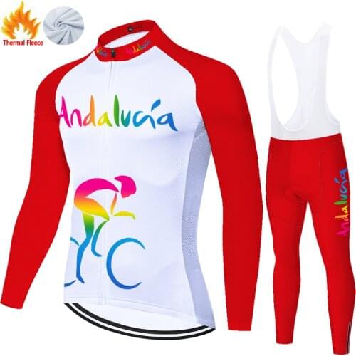 Andalucia Winter Thermal Fleece Tricota Ropa Para Completo Estivo Maillot Camisa Traje Uniforme Ciclismo Hombre Jersey Ciclismo