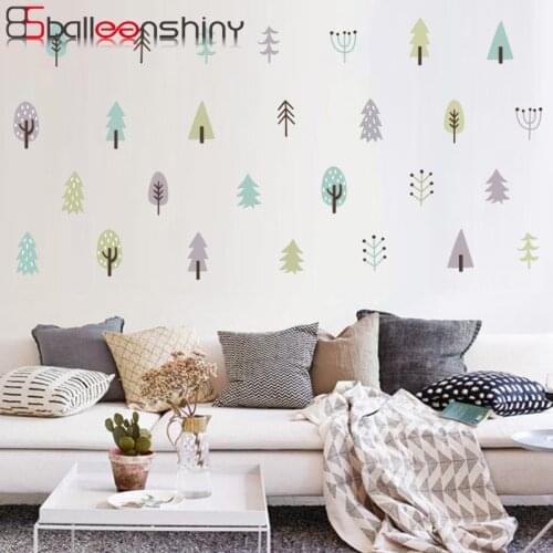 BalleenShiny Cartoon Sapling DIY Wall Sticker Nordic Forest Trees Living Room Bedroom Vinyl Mural Decals Fridge Wardrobe Decor