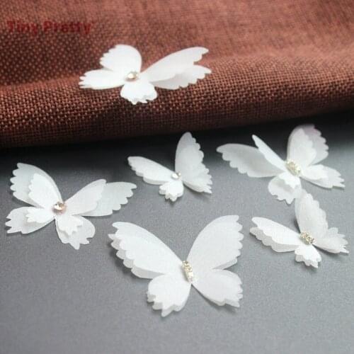20PCS White Butterfly Appliques 45mm Cutouts Organza Butterflies for Wedding Party Decoration, Bridal Hair Pins