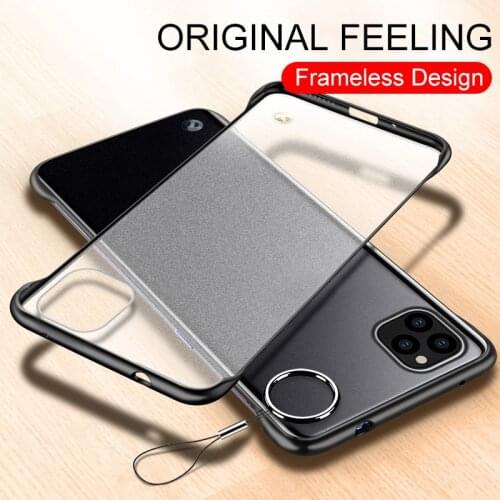 Frameless With Finger Ring Phone Case For iPhone 12 Pro 11Pro 11 Pro Max XR XS Max X 11 7 8 Plus Matte Clear Ultra-thin PC Cover