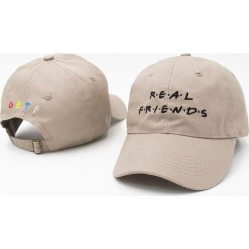 [Which in Shower] Embroidery Real Friend Baseball Cap Hip Hop Women Men Denim Black Pink Khaki Dad Hat Bone Gorras Trucker Hat