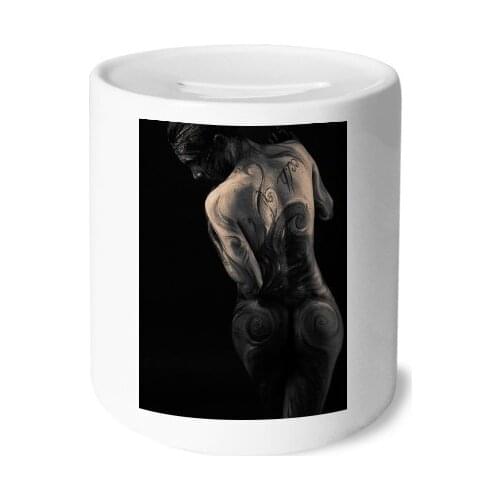 Body Tattoo Nude Ass Butt Gal Money Box Saving Banks Ceramic Coin Case Kids Adults