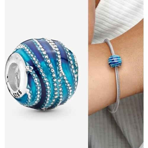 100% 925 Sterling Silver Bead Creative And Versatile Blue Swirl Beads Fit Pandora Women Bracelet & Necklace Diy Jewelry