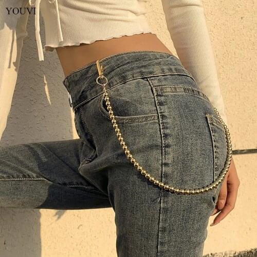 YOUVI Charm Alloy Beads Waist Chain for Women Men Keychain Fashion Jeans Pants Chain Wallet/Key Holder Trousers Chain Jewelry