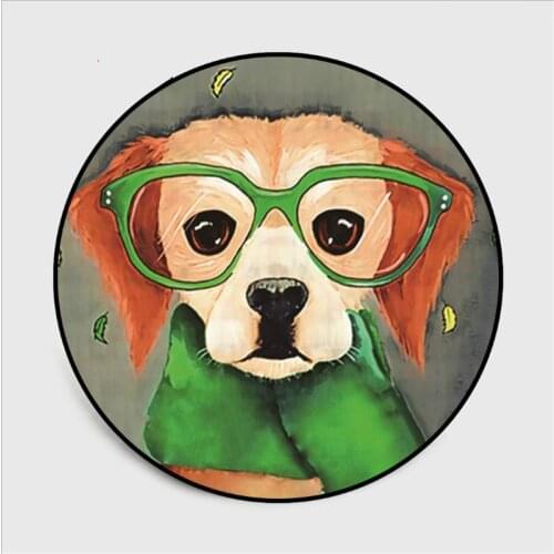 Area Rugs Home Decor Floor Mat Lovely Round Carpets Cute Cartoon Dog Carpets for Living Room Decoration Soft Bedroom
