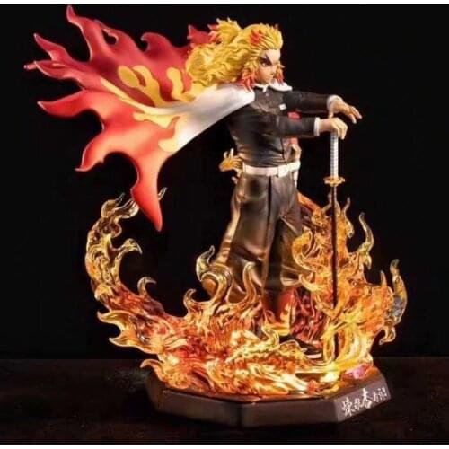 HOT 23cm Demon Slayer Rengoku Kyoujurou PVC Action Figures Toys GK Anime Kimetsu No Yaiba PVC Figurine Toy