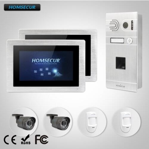 HOMSECUR 7" Wired Video&Audio Smart Doorbell Fingerprint Camera Touch Screen Memory Monitor BC061-S + BM714-S