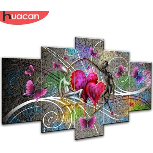 Huacan Lover Diamond Painting Needlework Cross Stitch Full Square Mosaic Multi-picture Combination Rhinestones DIY Gift