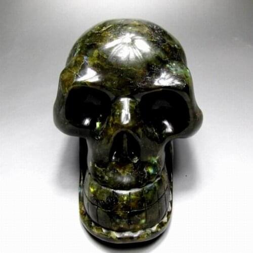 6"/2.1kg Labradorite Skull Handmade Stone Carving - crystals and stones healing Mineral specimen Home Decor feng shui decoration