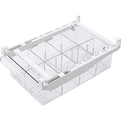 Kapmore 1/4/8Grid Refrigerator Drawer Organizer Pull-Out Plastic Refrigerator Organizer Bin Fridge Transparent Adjustable Drawer