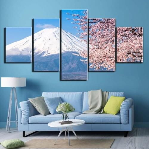 5 Pieces Snow Mountain Landscape Picture Home Decoration Canvas Print painting beautiful for living room F2579