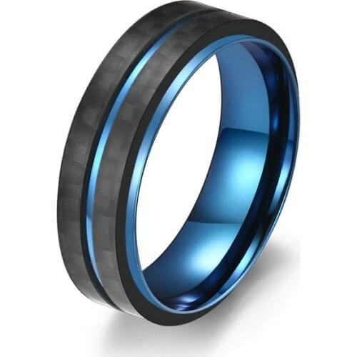 Koaem Hot Sale Carbon Fiber Ring Anniversary Jewelry Matching Rings For Couples Stainless Steel Ring For Man Woman