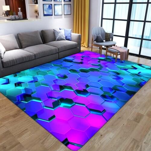 Nordic Carpet Soft Flannel 3D Geometric Pattern Printed Carpets for Living Room Bedroom Area Rug Coffee Table Antiskid Floor Mat