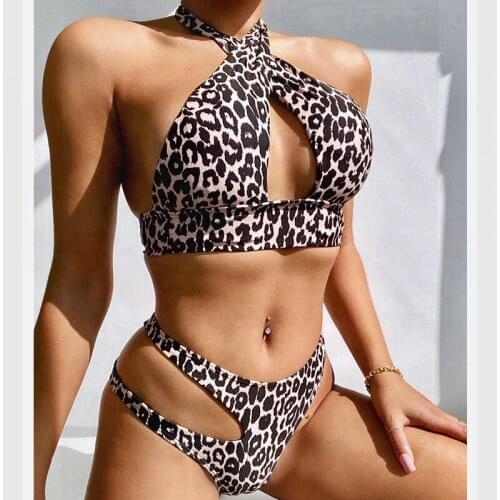 String Leopard Bikini Swimwear Women One Piece Swimsuit Sexy Bathing Suit Biquini Neon Maillot De Bain Femme Monokini Tankini
