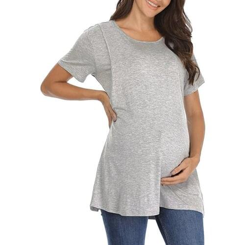 Summer Pregnancy T Shirt Short Sleeve Breastfeeding Clothes Solid Maternity Cloghing Tops Vetement Grossesse Nursing Clothes