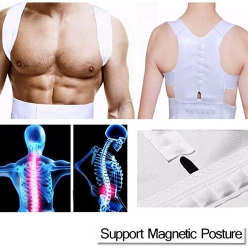 Comfortable Magnetic Posture Support Corrector Back Pain Belt Brace Shoulder Release Pain From Illness White Braces Belts
