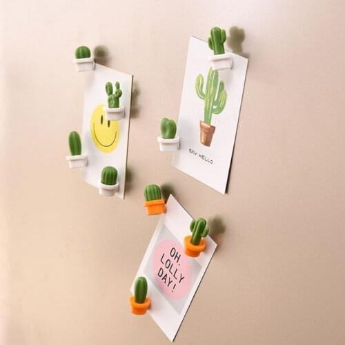 6pcs Fridge Magnets Cute Succulent Plant Magnet Button Cactus Refrigerator Message Sticker Magn Funny Children Birthday Gift